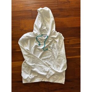 MSC Foundation White Hoodie Paper Boat Logo Teal Drawstrings Size Large